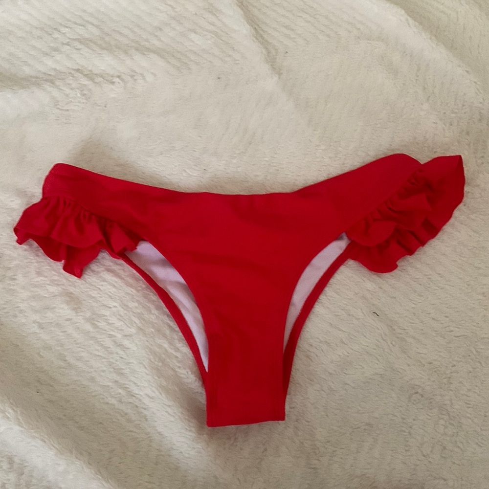 Red frilly bikini bottoms